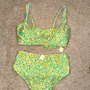 New L/XL Aerie Scoop Floral Bikini